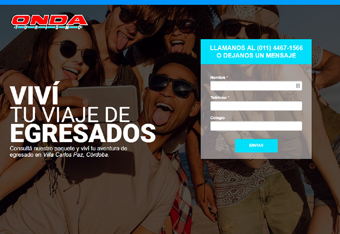 Onda Turismo's Unbounce Landing Page